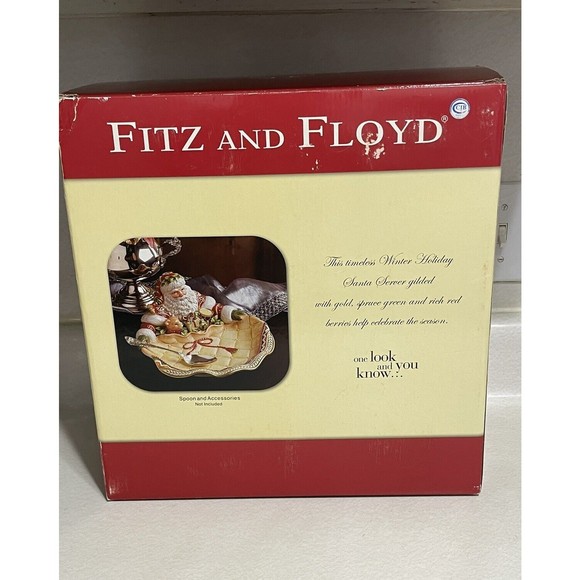 Fitz & Floyd Winter Holiday‎ Santa Server (2006) Gold Tones 12 1/2" EUC - Picture 13 of 16